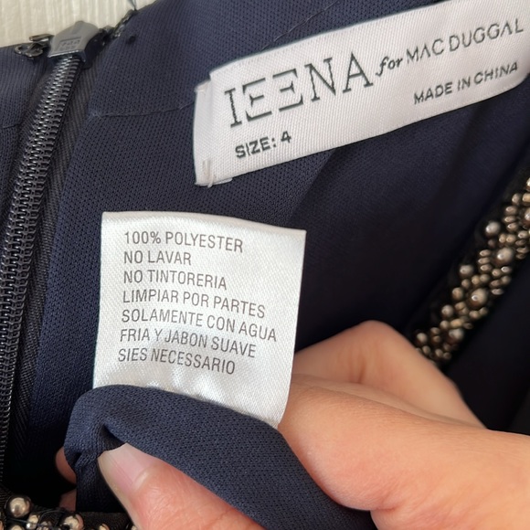 Ieena for Mac Duggal Draped One Sleeve Jersey Gown in Midnight Size 4 - Picture 10 of 12